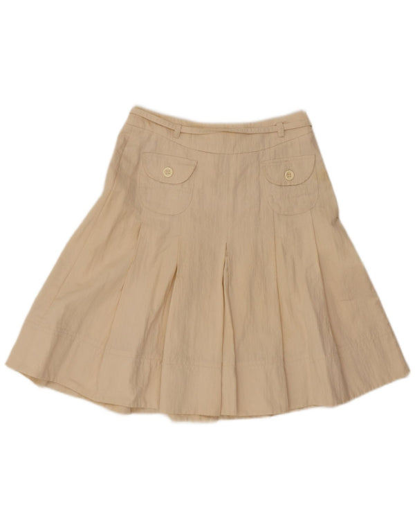 Marella Womens Pleated Skirt UK 8 Small W28 Off White Cotton