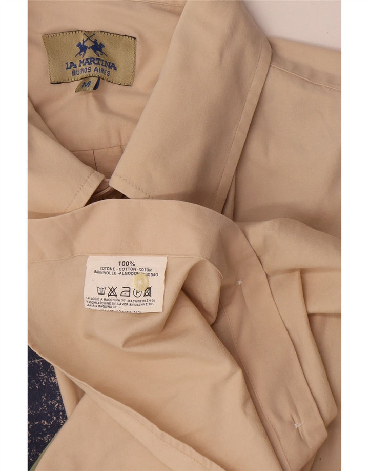La Martina Mens Graphic Shirt Medium Beige Cotton