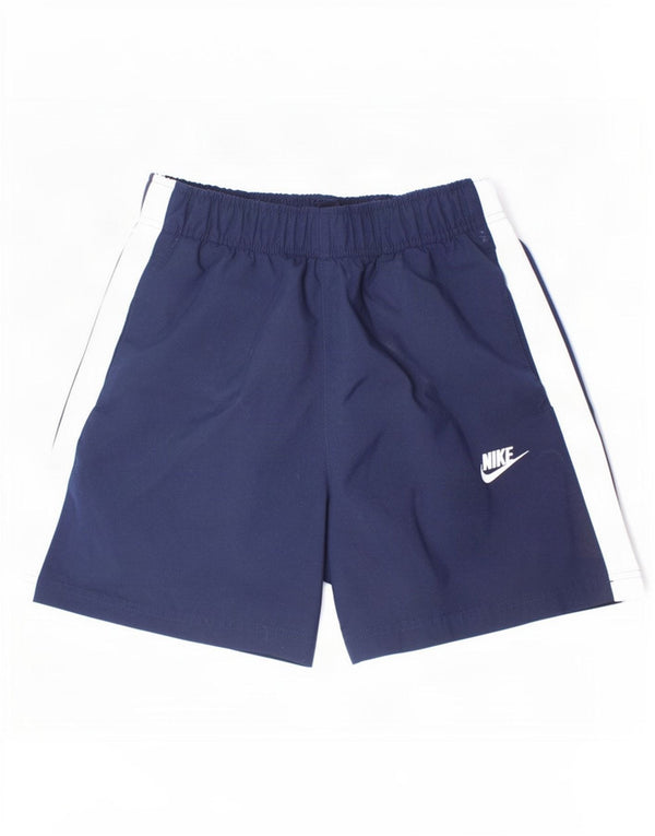 Nike Boys Sport Shorts 13-14 Years XL Navy Blue Colourblock Polyester