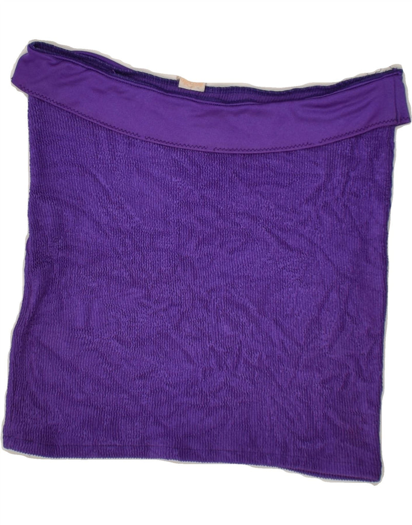 VINTAGE Womens Crop Off Shoulder Top EU 38 Medium Purple Polyamide | Vintage Vintage | Thrift | Second-Hand Vintage | Used Clothing | Messina Hembry 