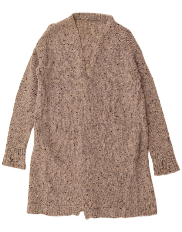 Cos Womens Open Cardigan Sweater UK 14 Medium Beige Flecked Wool