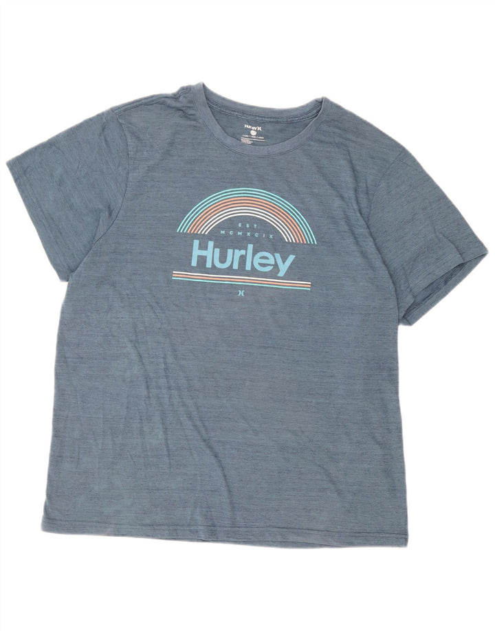 Hurley Mens Graphic T-Shirt Top XL Blue Polyester