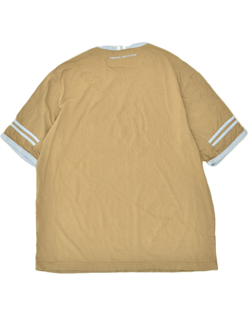 SERGIO TACCHINI Mens T-Shirt Top 3XL Khaki Cotton | Vintage Sergio Tacchini | Thrift | Second-Hand Sergio Tacchini | Used Clothing | Messina Hembry 