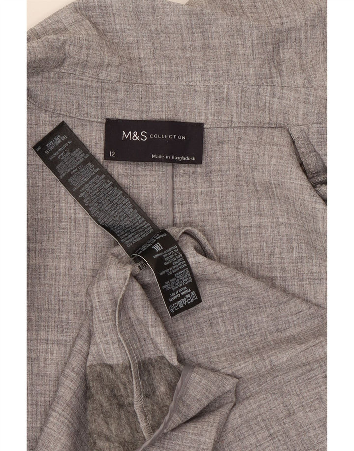 Marks & Spencer Womens 3/4 Sleeve Open Blazer Jacket UK 12 Medium Grey