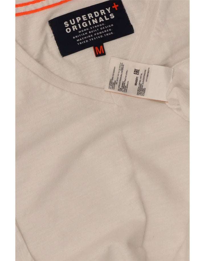 SUPERDRY Mens T-Shirt Top Medium White Cotton