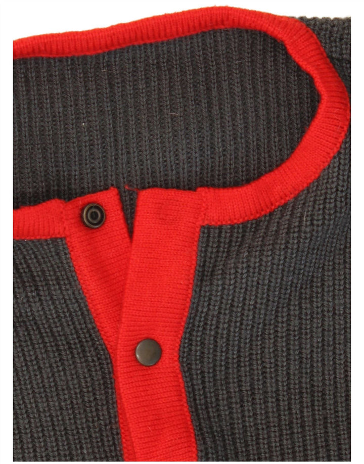 VINTAGE Mens Crew Neck Jumper Sweater Medium Grey Colourblock