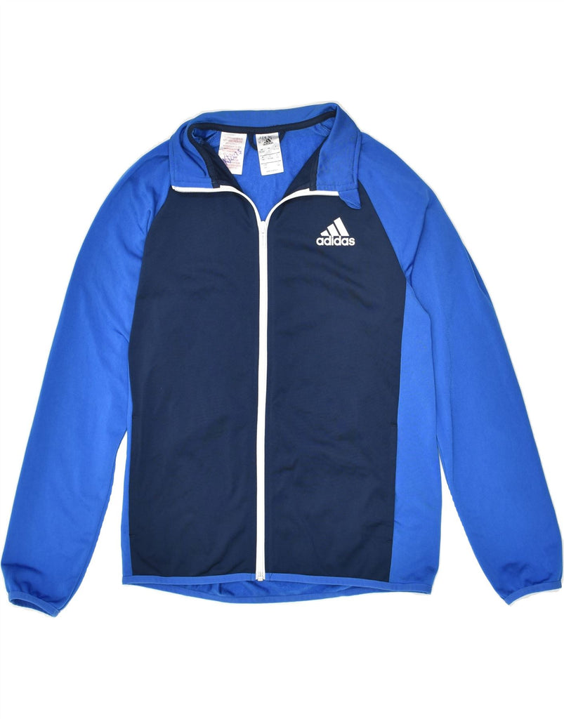 ADIDAS Boys Tracksuit Top Jacket 13-14 Years Blue Colourblock Polyester | Vintage Adidas | Thrift | Second-Hand Adidas | Used Clothing | Messina Hembry 