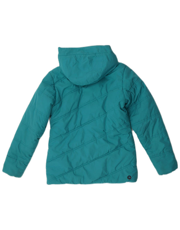 Marmot Girls Hooded Padded Jacket 11-12 Years Large Green Polyester