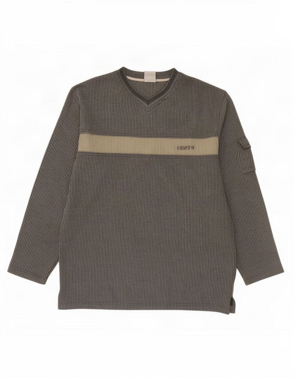 Charro Mens Top Long Sleeve IT 50 Medium Grey Pinstripe