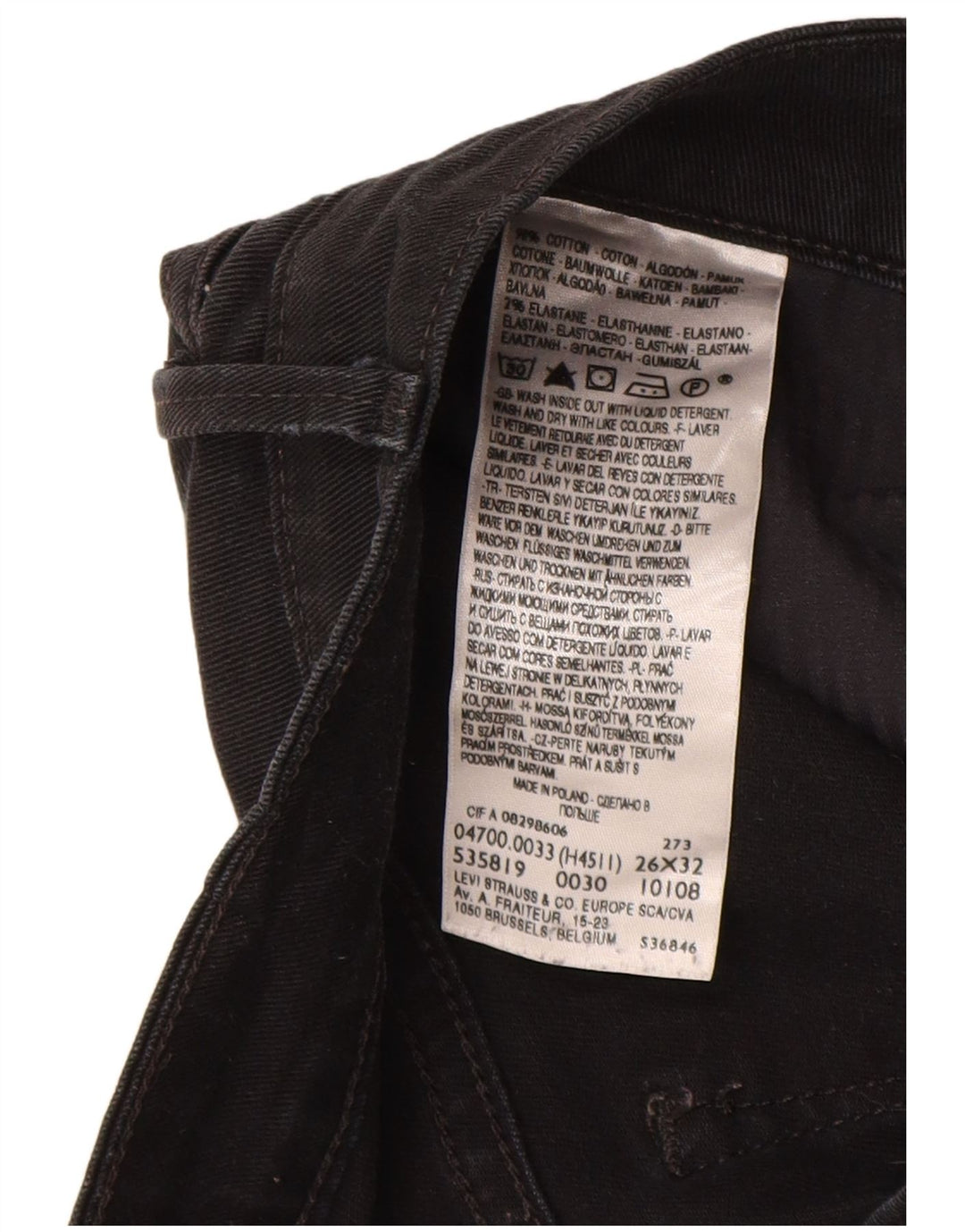 LEVI'S Womens Demi Curve Classic Fit Straight Jeans W26 L32 Black