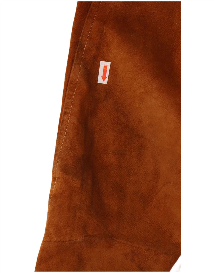 ESSEBI Mens Suede Bomber Jacket UK 40 Large Brown Leather