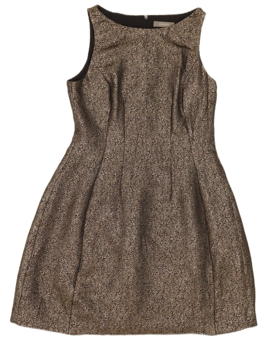 Oasis Womens Sleeveless A-Line Dress UK 12 Medium Gold Polyester