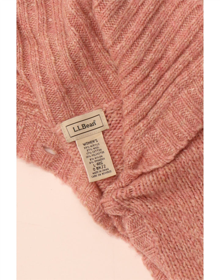 L.L.Bean Womens Cardigan Sweater UK 16 Large Pink Acrylic