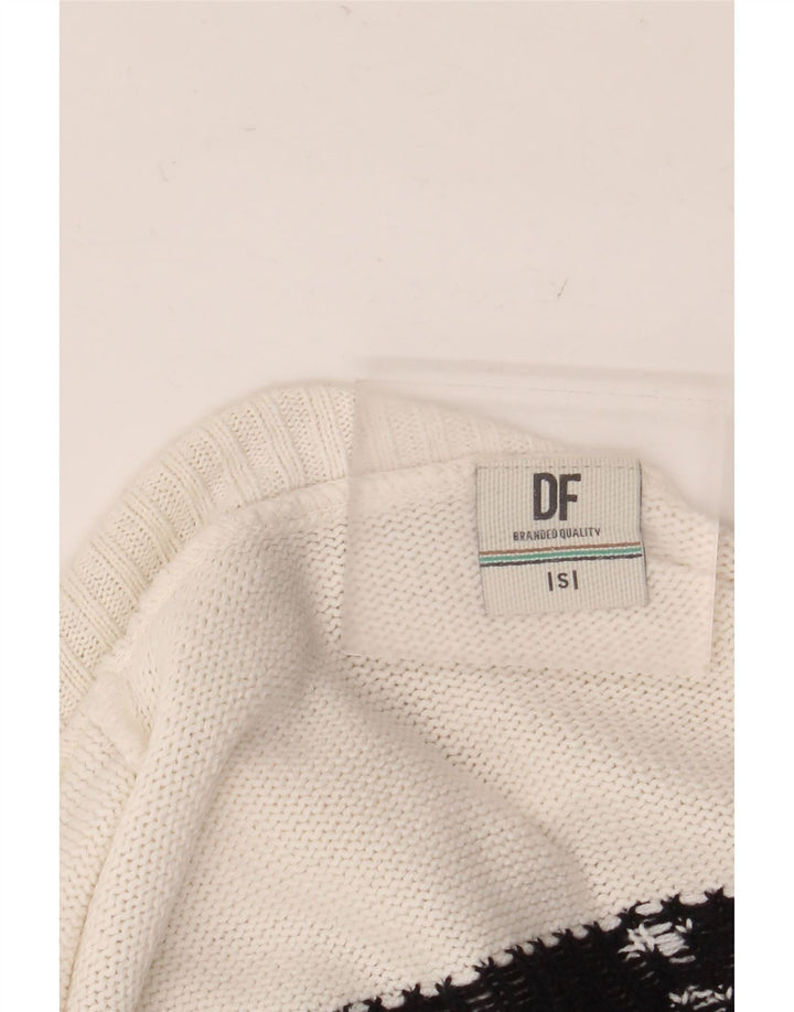 Vintage Mens Roll Neck Jumper Sweater Small Black Fair Isle