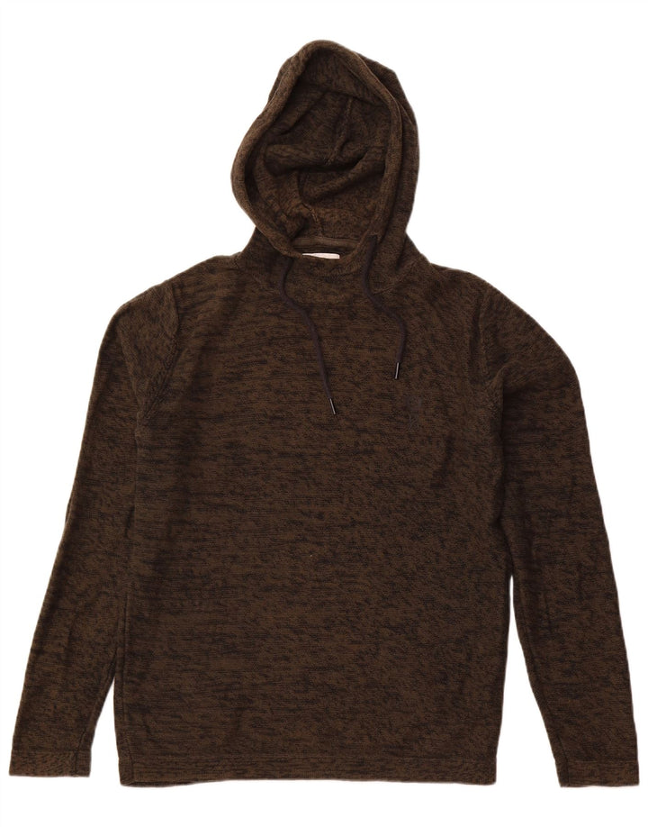 JACK & JONES Mens Hoodie Jumper Medium Khaki Flecked Cotton