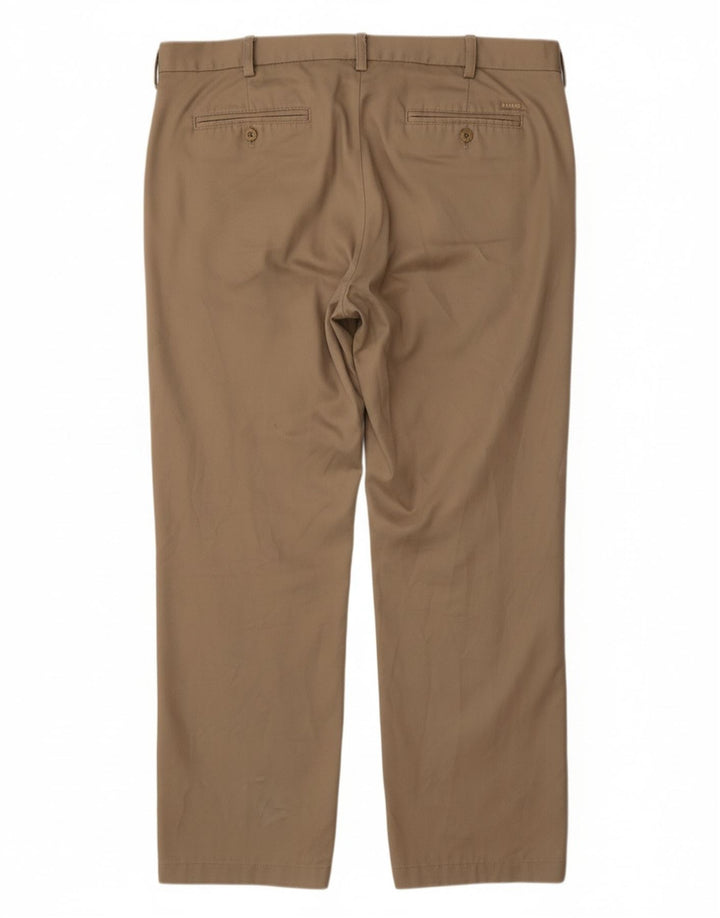IZOD Mens Straight Chino Trousers W36 L32 Beige Cotton