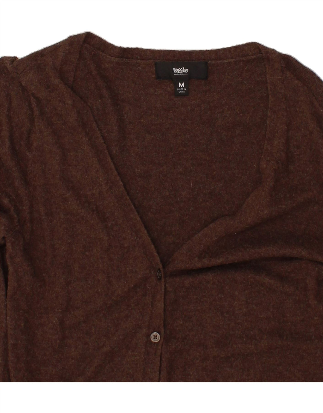 MOSSIMO Womens Crop 3/4 Sleeve Cardigan Sweater UK 12 Medium Brown Nylon Vintage Mossimo and Second-Hand Mossimo from Messina Hembry 