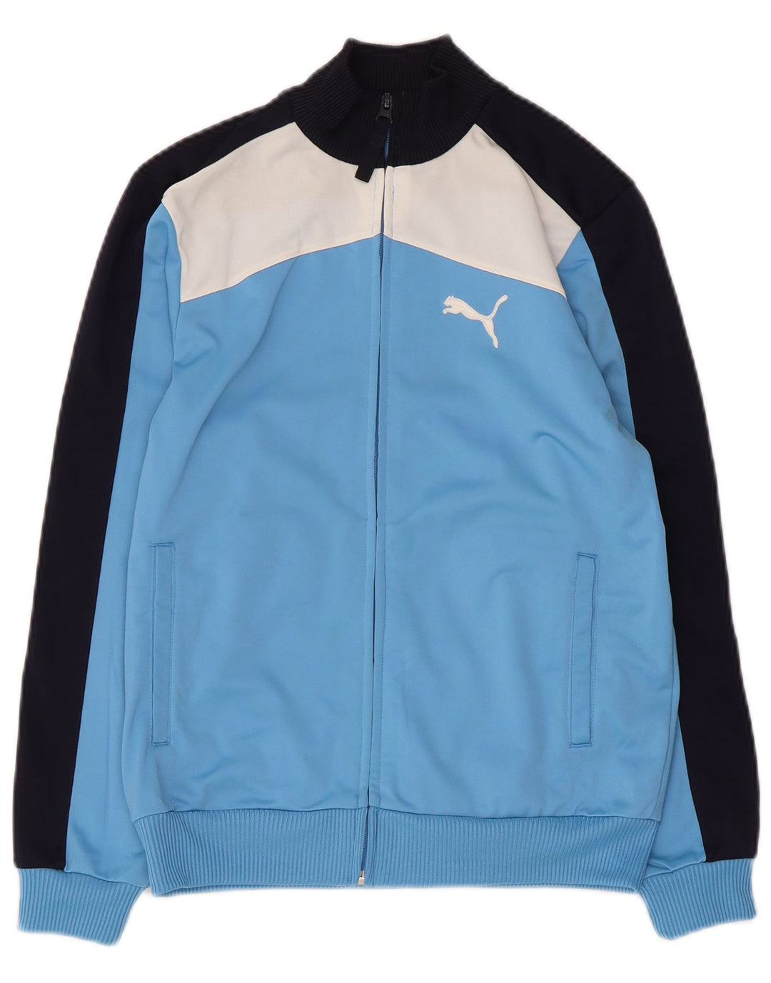 Puma Girls Tracksuit Top Jacket 11-12 Years Blue Colourblock Polyester