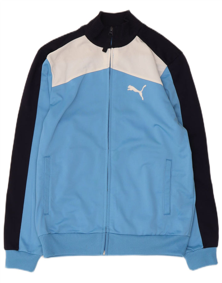 Puma Girls Tracksuit Top Jacket 11-12 Years Blue Colourblock Polyester
