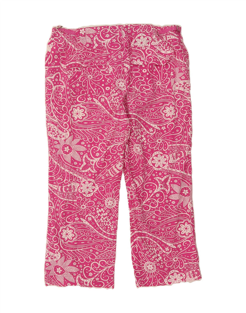 IZOD Womens Straight Cropped Trousers US 14 XL W34 L24 Pink Floral Cotton Vintage Izod and Second-Hand Izod from Messina Hembry 