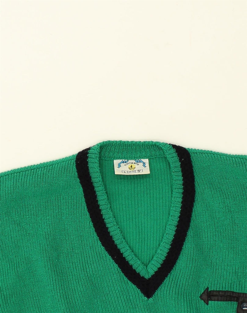 NAVIGARE Mens V-Neck Jumper Sweater Large Green Wool | Vintage Navigare | Thrift | Second-Hand Navigare | Used Clothing | Messina Hembry 