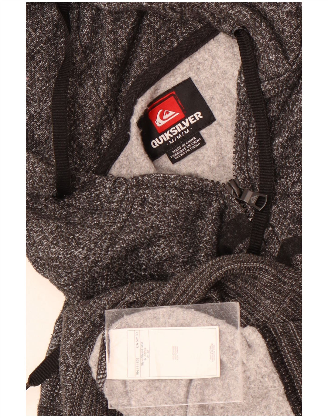 Quiksilver Mens Graphic Zip Hoodie Sweater Medium Grey Polyester