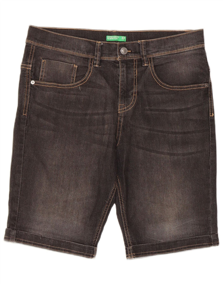 Benetton Mens Denim Shorts W32 Medium  Black