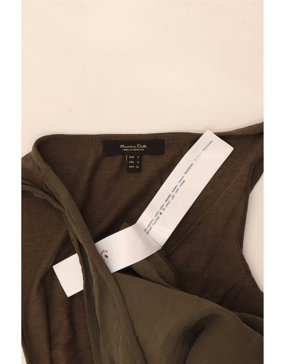 Massimo Dutti Womens Vest Top UK 10 Small Khaki Cotton