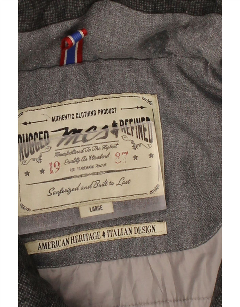 MARLBORO CLASSICS Mens Hooded Utility Jacket UK 40 Large Grey Colourblock Vintage Marlboro Classics and Second-Hand Marlboro Classics from Messina Hembry 