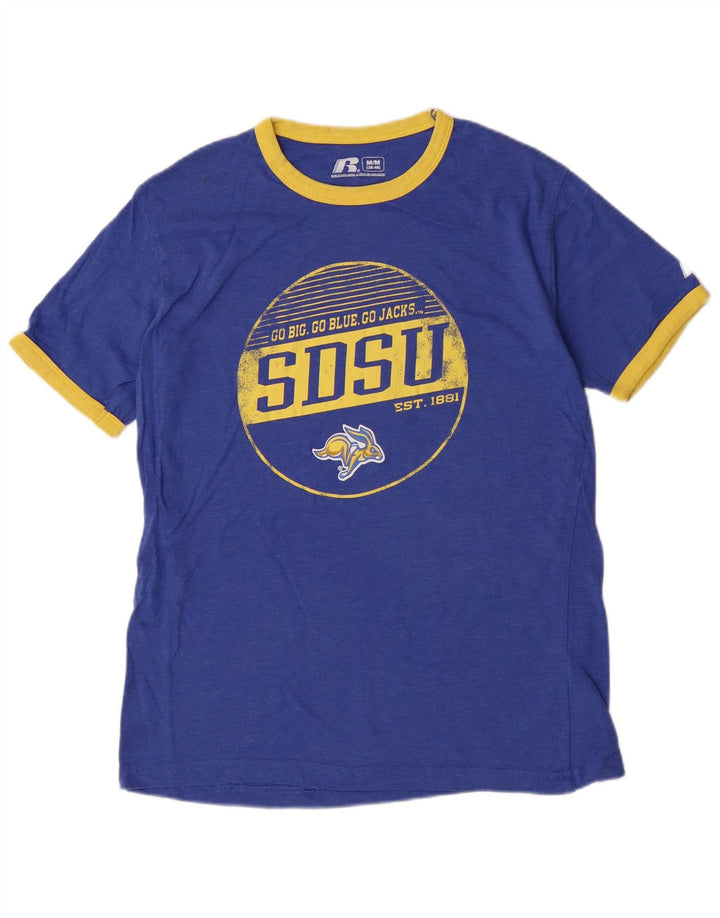 Russell Athletic Mens Graphic T-Shirt Top Medium Blue Cotton