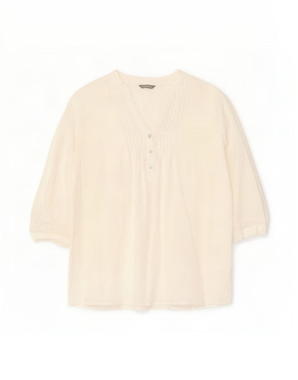 Marks & Spencer Womens 3/4 Sleeve Blouse Top UK 16 Large White Linen