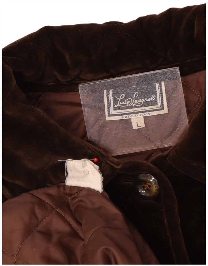Luisa Spagnoli Womens Oversized Quilted Jacket UK 16 Large Brown Cotton