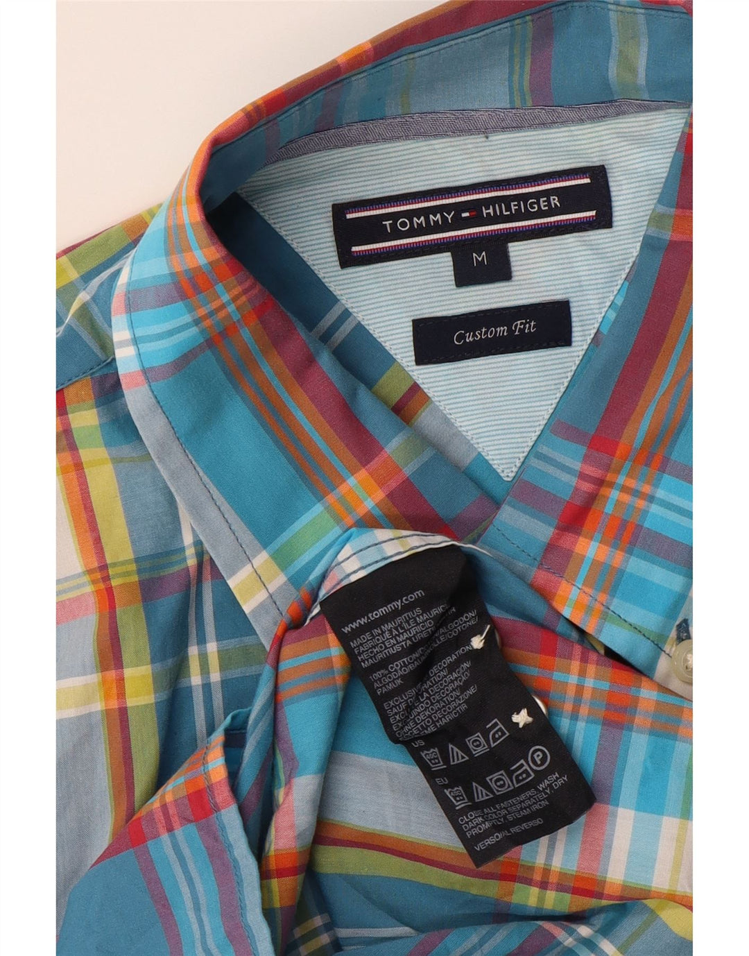 TOMMY HILFIGER Mens Custom Fit Shirt Medium Blue Check Cotton Vintage Tommy Hilfiger and Second-Hand Tommy Hilfiger from Messina Hembry 