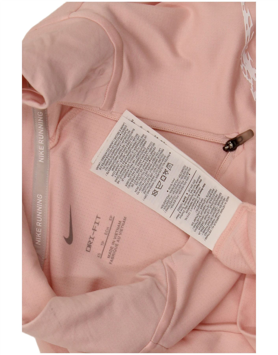 Nike Womens Oversized Graphic Zip Neck Pullover Tracksuit Top UK 6 XS Pink