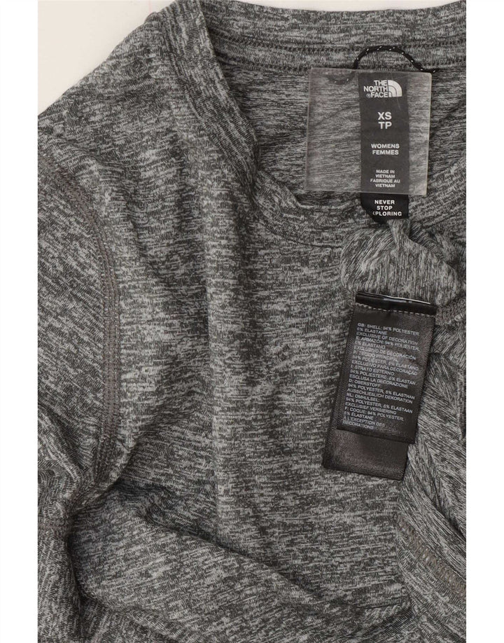 The North Face Womens Top Long Sleeve UK 6 XS Grey Flecked Polyester