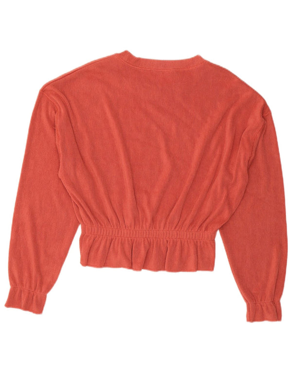 Zara Womens Oversized Crop Long Sleeve Blouse Top UK 10 Small Orange