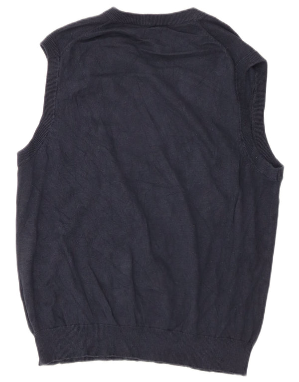 Chaps Mens Vest Tank Top Large Navy Blue Cotton