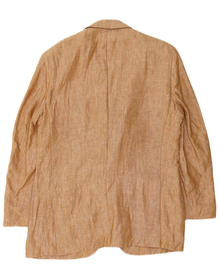 El Corte Ingles Mens 3 Button Blazer Jacket IT 50 Large Brown Linen