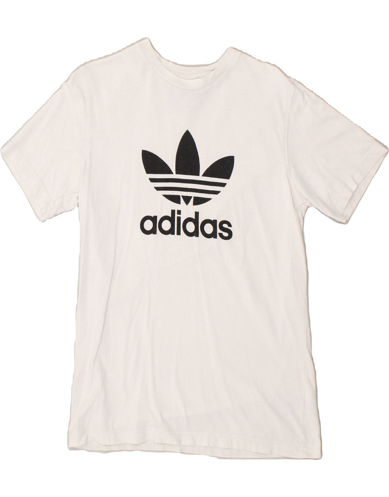 ADIDAS Mens Graphic T-Shirt Top Small White Cotton Vintage Adidas and Second-Hand Adidas from Messina Hembry 