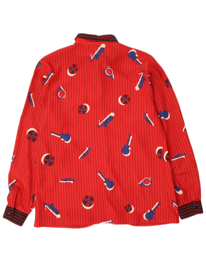 Mario Pucci Cecconi Womens Shirt Blouse IT 44 Medium Red Pinstripe