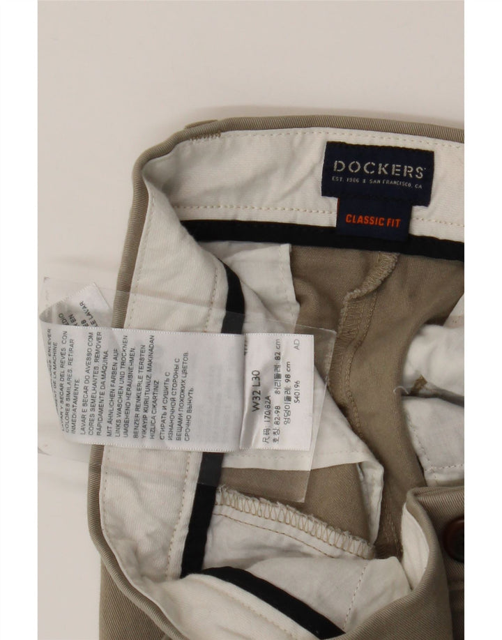 DOCKERS Mens Classic Fit Chino Trousers W32 L30 Beige Cotton