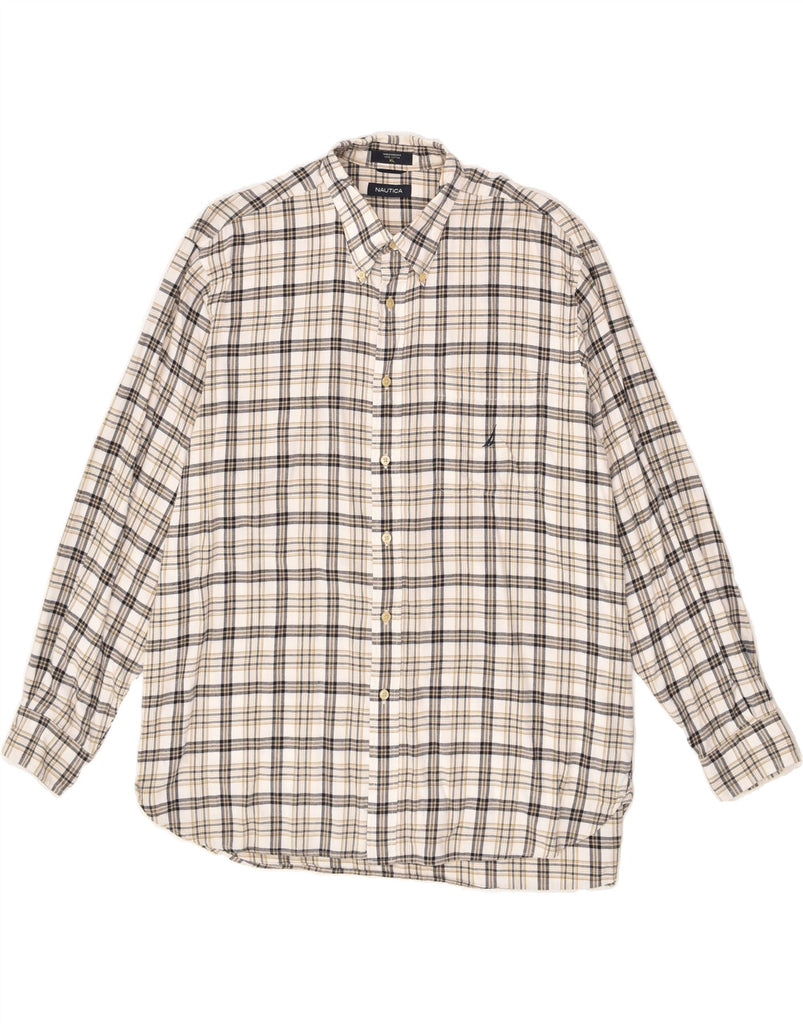 NAUTICA Mens Shirt XL Beige Check Cotton | Vintage Nautica | Thrift | Second-Hand Nautica | Used Clothing | Messina Hembry 