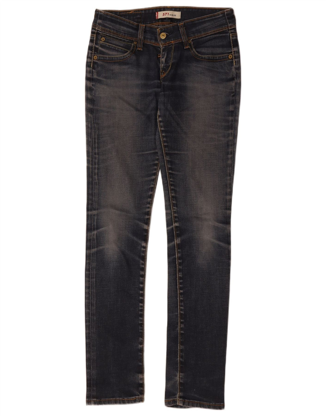 Levi's Womens 571 Super Low Slim Jeans W28 L34 Blue Cotton
