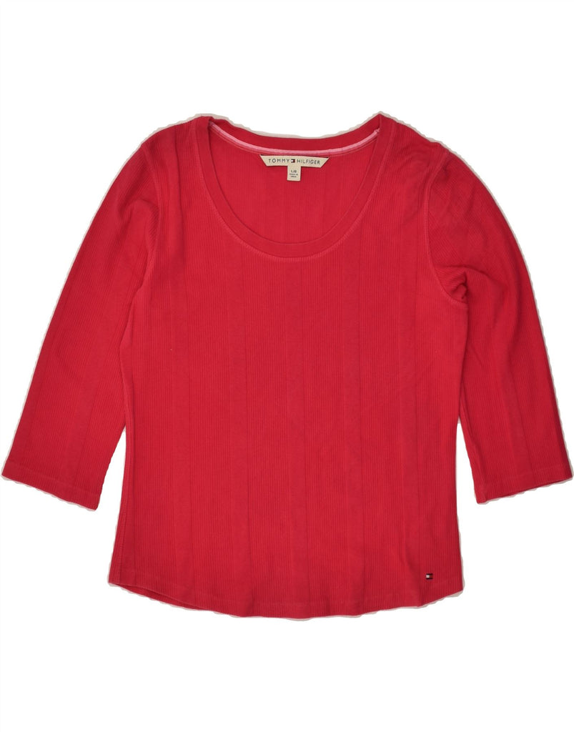 TOMMY HILFIGER Womens Top 3/4 Sleeve UK 14 Large Red Cotton | Vintage Tommy Hilfiger | Thrift | Second-Hand Tommy Hilfiger | Used Clothing | Messina Hembry 