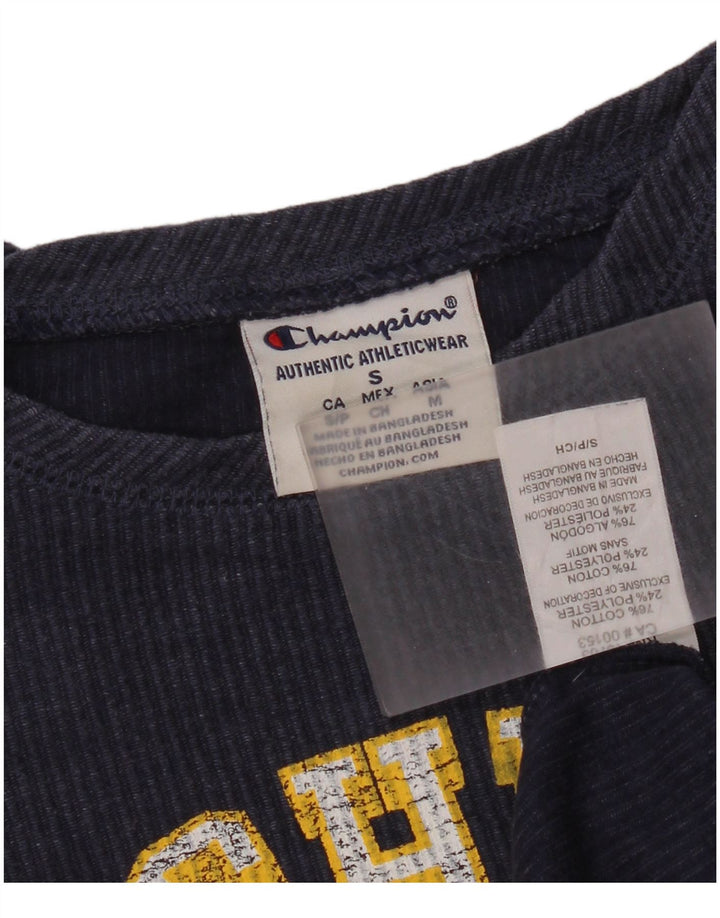 Champion Mens Michigan Wolverines Graphic Top Long Sleeve Small Navy Blue