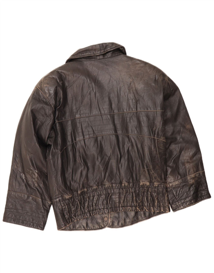 Vintage Womens Leather Jacket UK 16 Large Brown