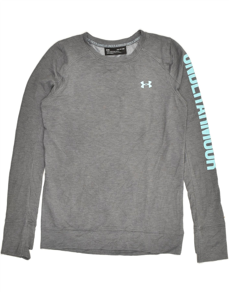 UNDER ARMOUR Mens Graphic Sweatshirt Jumper Small Grey | Vintage Under Armour | Thrift | Second-Hand Under Armour | Used Clothing | Messina Hembry 