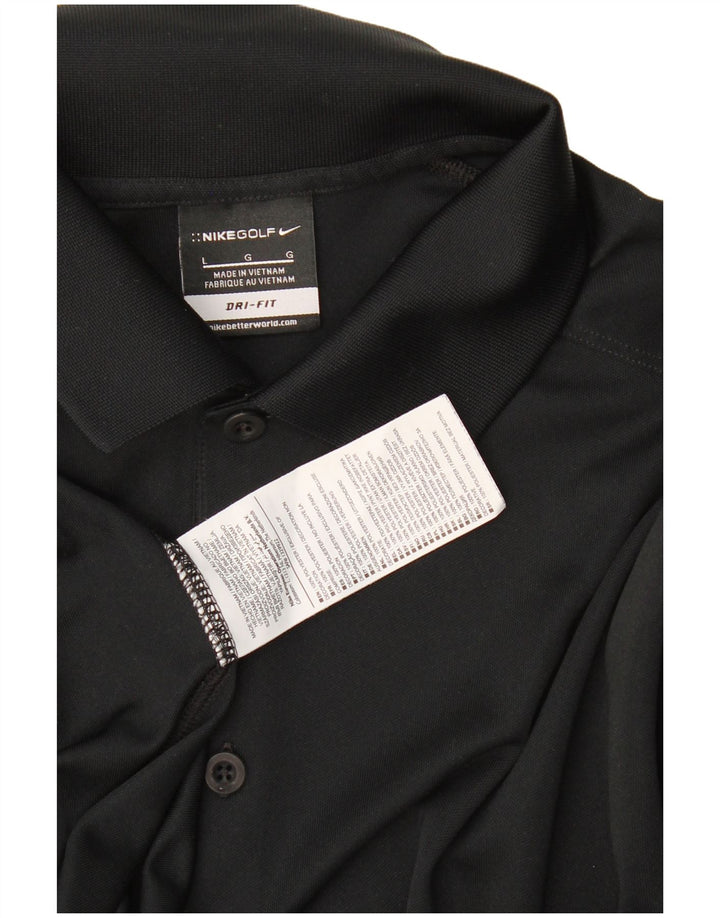 Nike Mens Dri Fit Polo Shirt Large Black Polyester