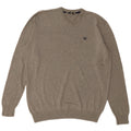 CREW CLOTHING Mens V-Neck Jumper Sweater Large Grey Cotton
