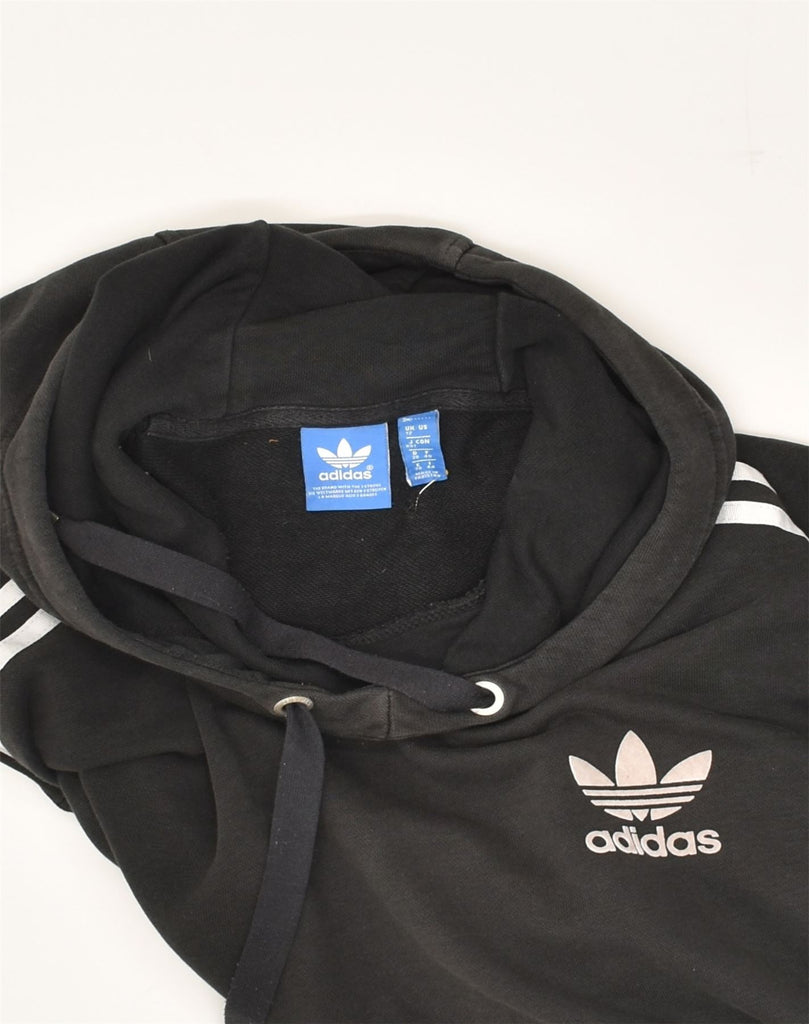 ADIDAS Womens Hoodie Jumper UK 12 Medium Black Cotton | Vintage Adidas | Thrift | Second-Hand Adidas | Used Clothing | Messina Hembry 